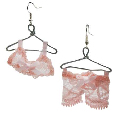 Pink underwear - Lace earrings